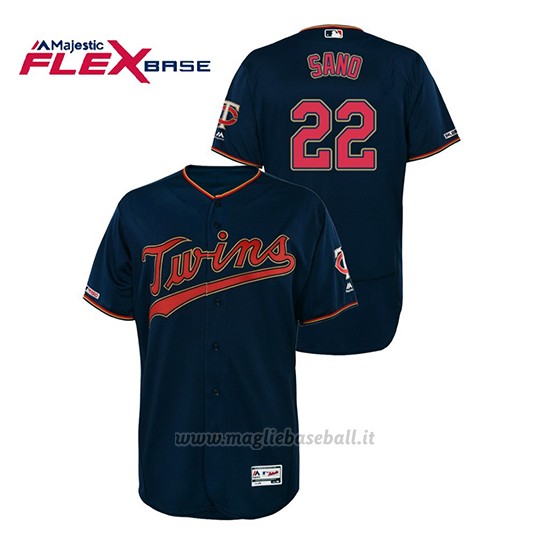 Maglia Baseball Uomo Minnesota Twins Miguel Sano 150th Aniversario Patch Autentico Flex Base Blu